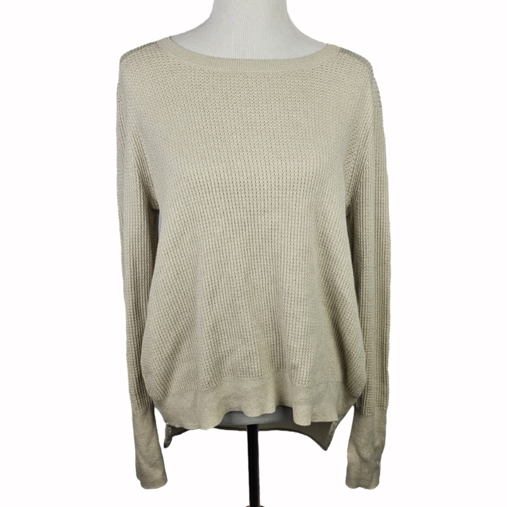 Cream Waffle Knit Tunic Sweater Size Medium